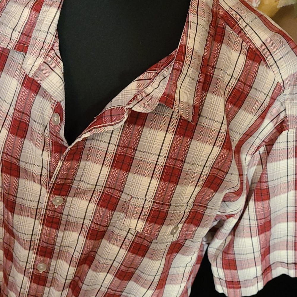 Apt. 9 Plade red&white button up shirt XXL - Picture 3 of 9